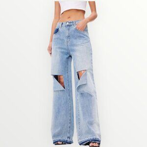 Ann Andelman Blue Ripped Wide Leg Jeans